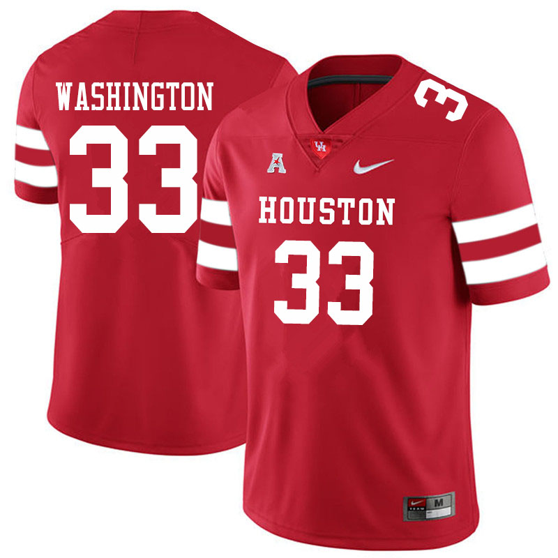 Men #33 Bryce Washington Houston Cougars College Football Jerseys Sale-Red - Click Image to Close